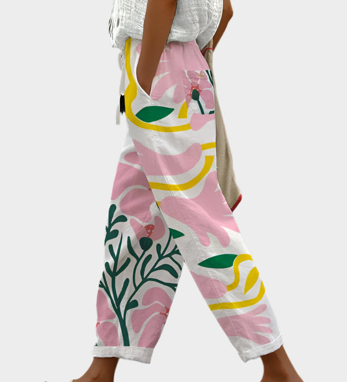 Sproščene Hlače z Motivi