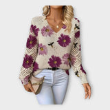 Pletena Bluza z Čipkastimi Podrobnostmi