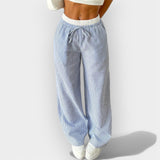 Črtaste široke hlače