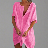 Organsko poletno obleko iz bombaža in lana za udobne poletne trenutke