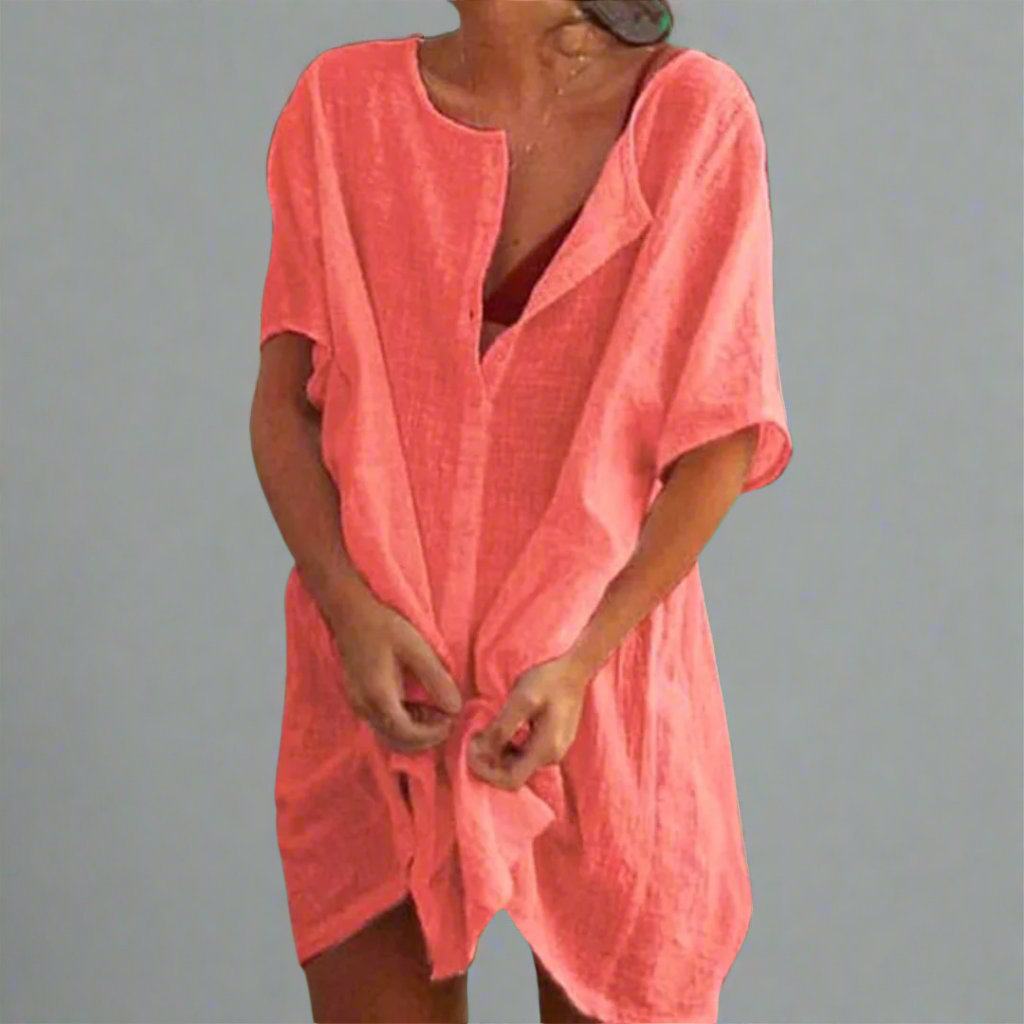 Organsko poletno obleko iz bombaža in lana za udobne poletne trenutke