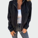 Sako iz žametne tkanine z rebrastim vzorcem