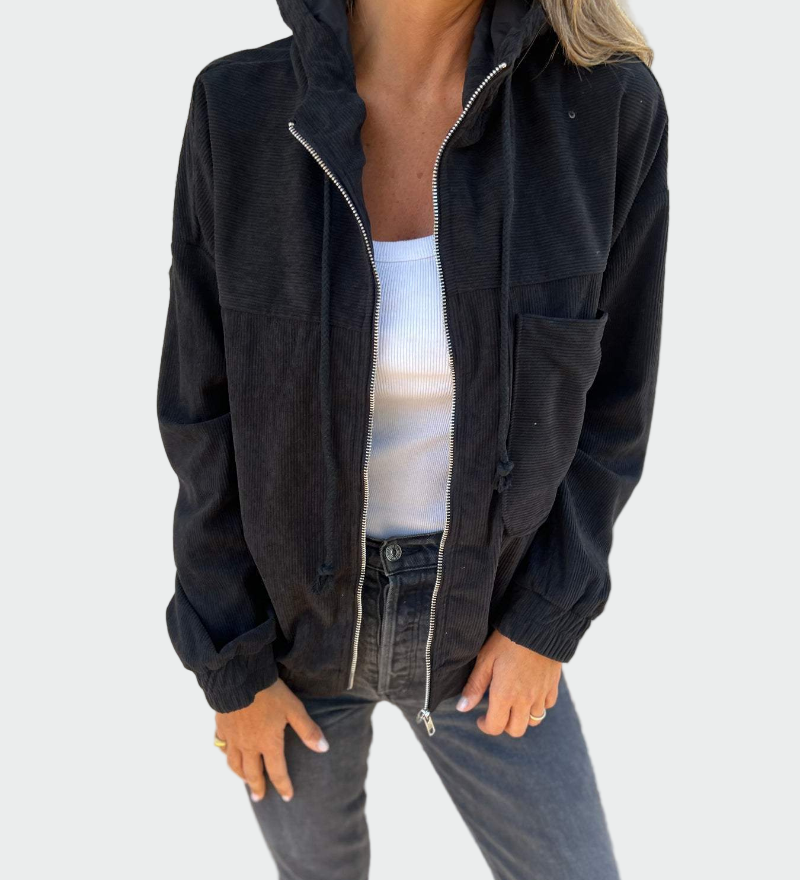 Sako iz žametne tkanine z rebrastim vzorcem