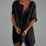 Organsko poletno obleko iz bombaža in lana za udobne poletne trenutke