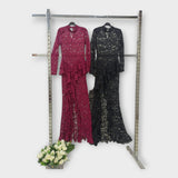 Asimetrična čipkasta obleka z izpopolnjenim dizajnom