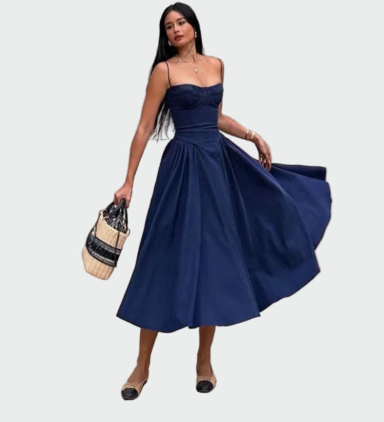 Saten Maxi Obleka z Tankimi Naramnicami