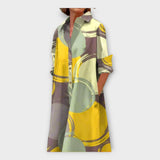 Ročno izdelana obleka z geometrijskim vzorcem