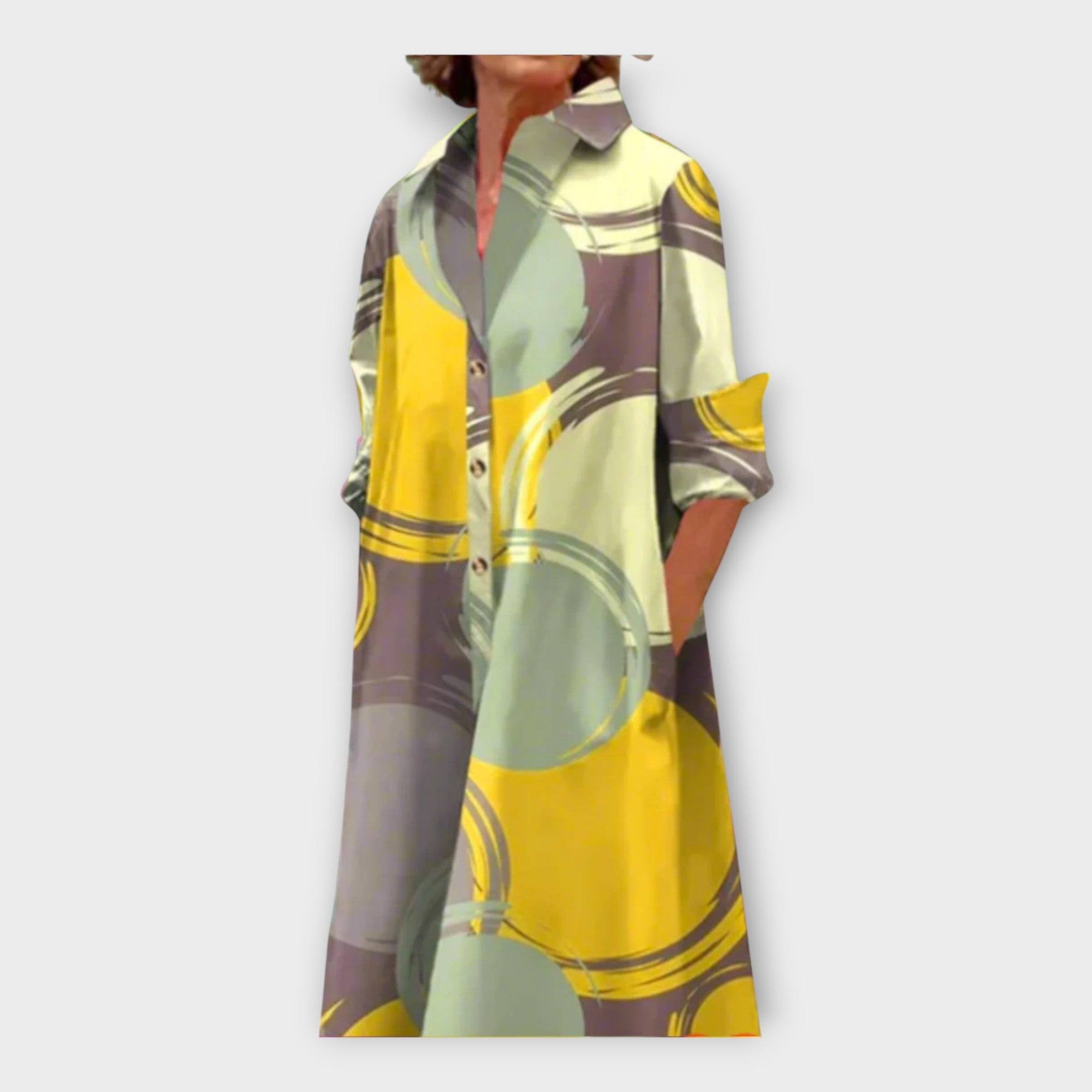 Ročno izdelana obleka z geometrijskim vzorcem