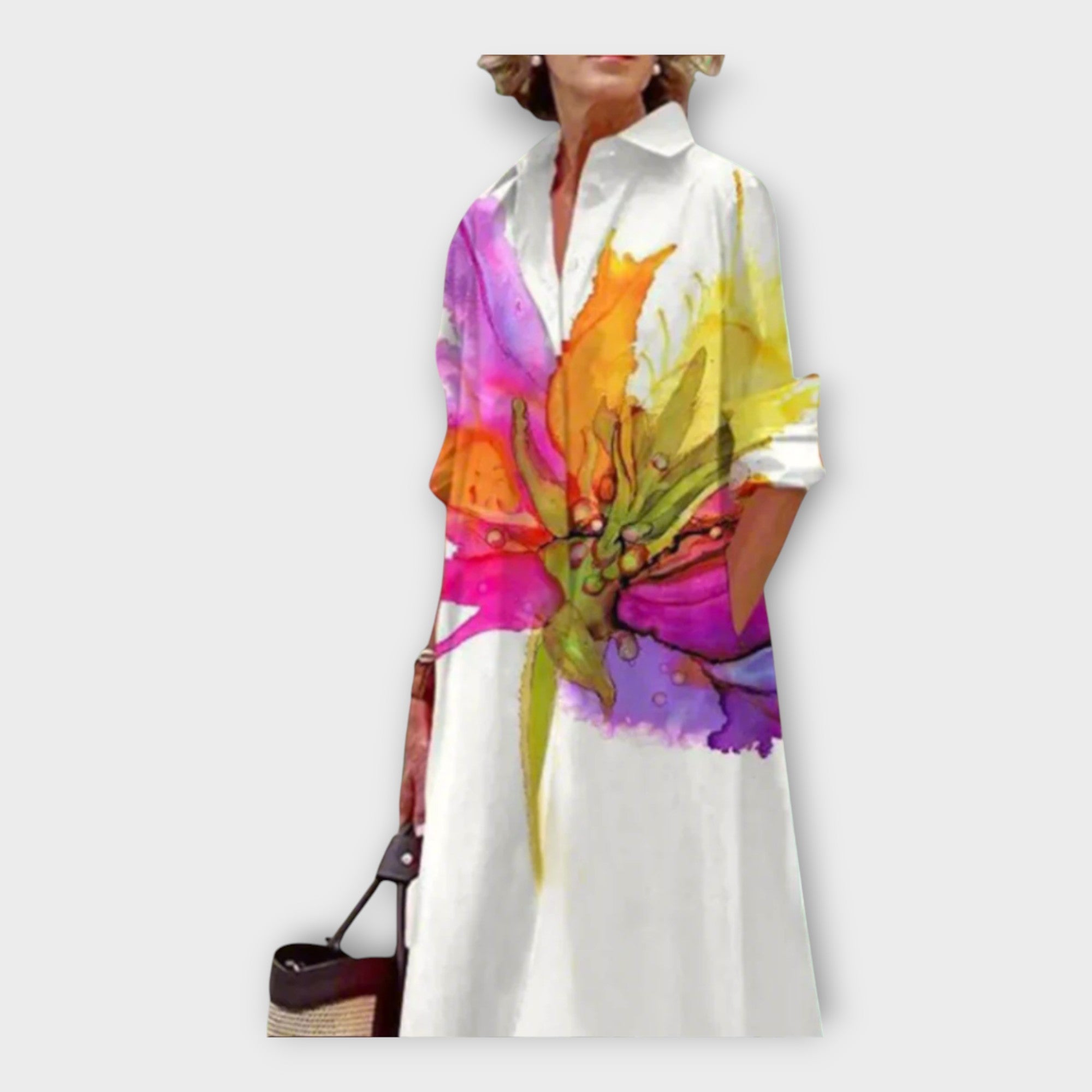 Ročno izdelana obleka z geometrijskim vzorcem