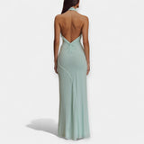 Maksi obleka s ovratnikom in vezanjem