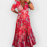 Lahka cvetlična obleka z žepi