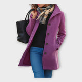 Elegantna Volnena Plašč z Gumbi