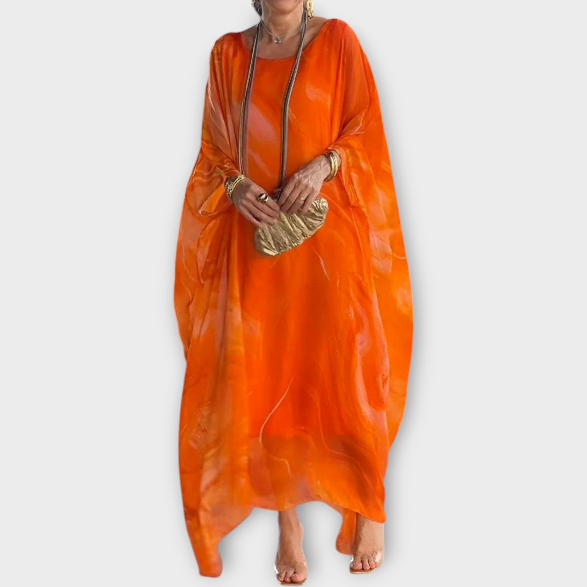 Maxi Kaftan z Prosojno Teksturo