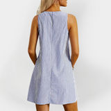 Brezrokavni Črtasti Oblek