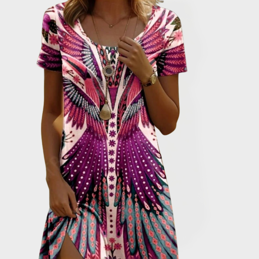 Vintage obleka s kratkimi rokavi