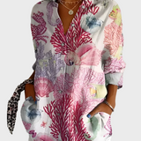 Bombažna Bluzica s Cvećnim Motivi