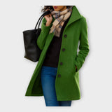 Elegantna Volnena Plašč z Gumbi