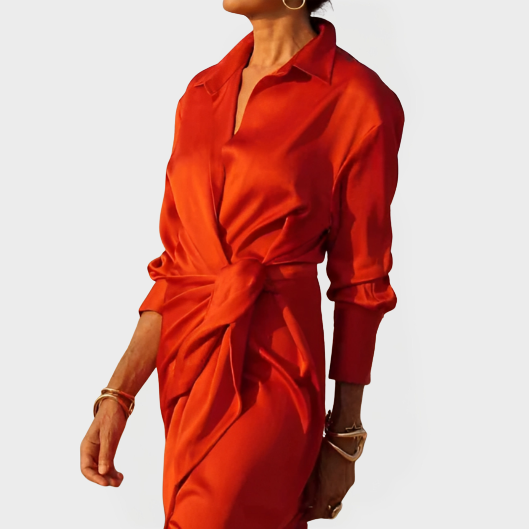 Dolga obleka za uradne priložnosti z mašnjo