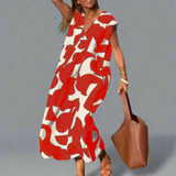 Obleka V z vzorcem iz blaga