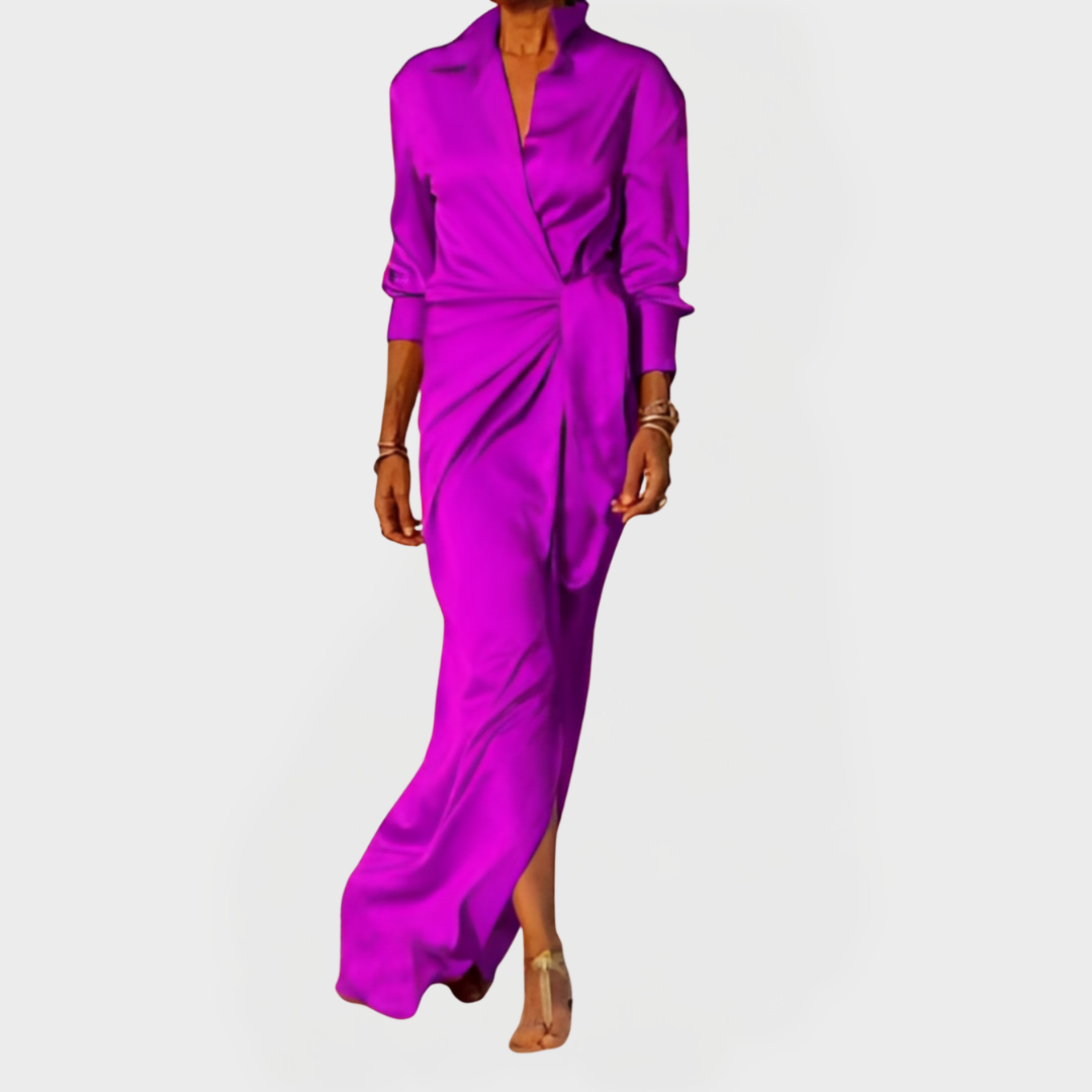 Dolga obleka za uradne priložnosti z mašnjo