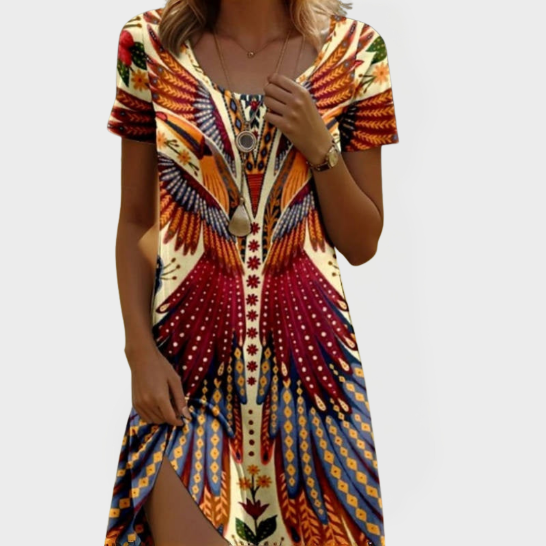 Vintage obleka s kratkimi rokavi