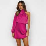 Asimetrična obleka iz satena