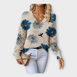 Pletena Bluza z Čipkastimi Podrobnostmi