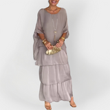 Plisirana obleka z dvojnim slojem