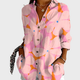 Bombažna Bluzica s Cvećnim Motivi