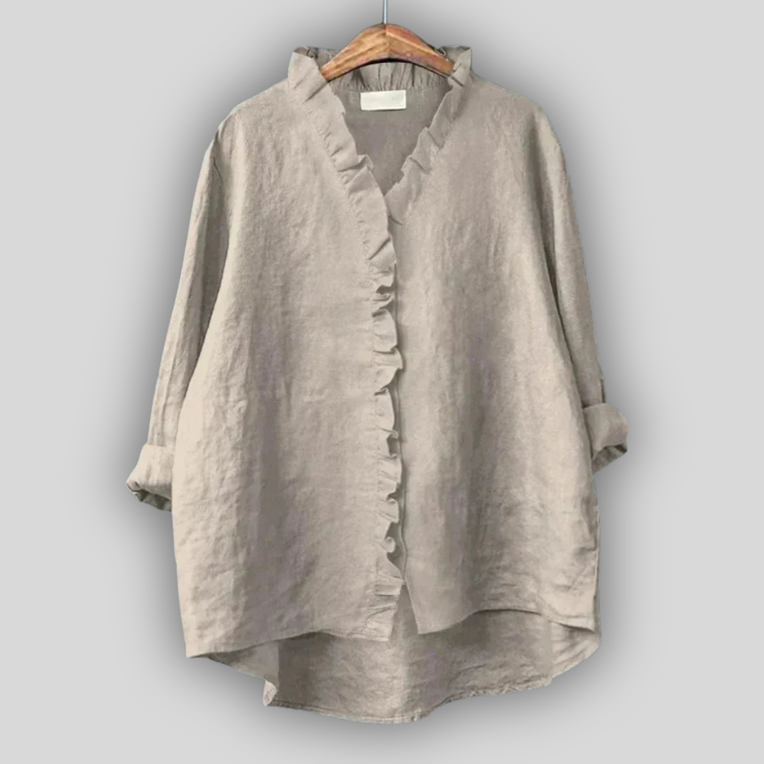 Linen Bluza Zemeljska Eleganca