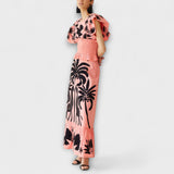 Stilna majica s potiskom palm in tropskih ptic