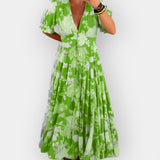 Lahka cvetlična obleka z žepi