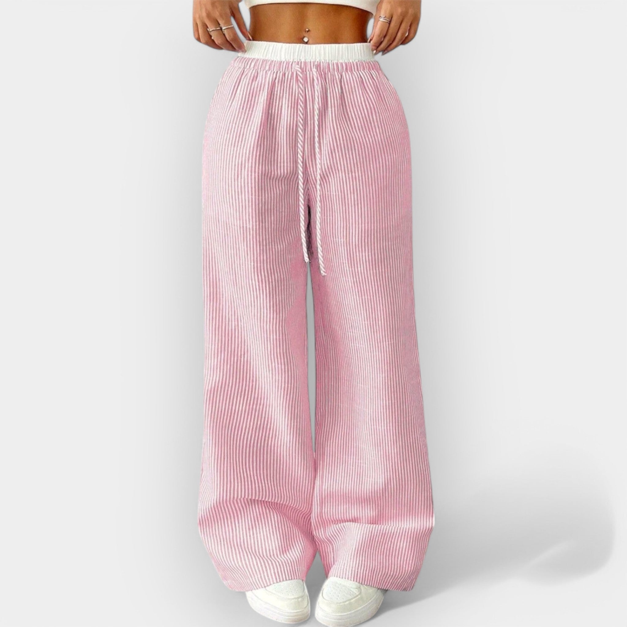 Črtaste široke hlače