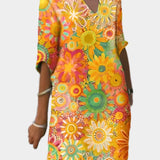 Barvna obleka z cvetličnim vzorcem