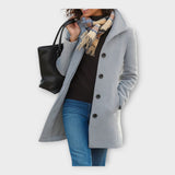 Elegantna Volnena Plašč z Gumbi