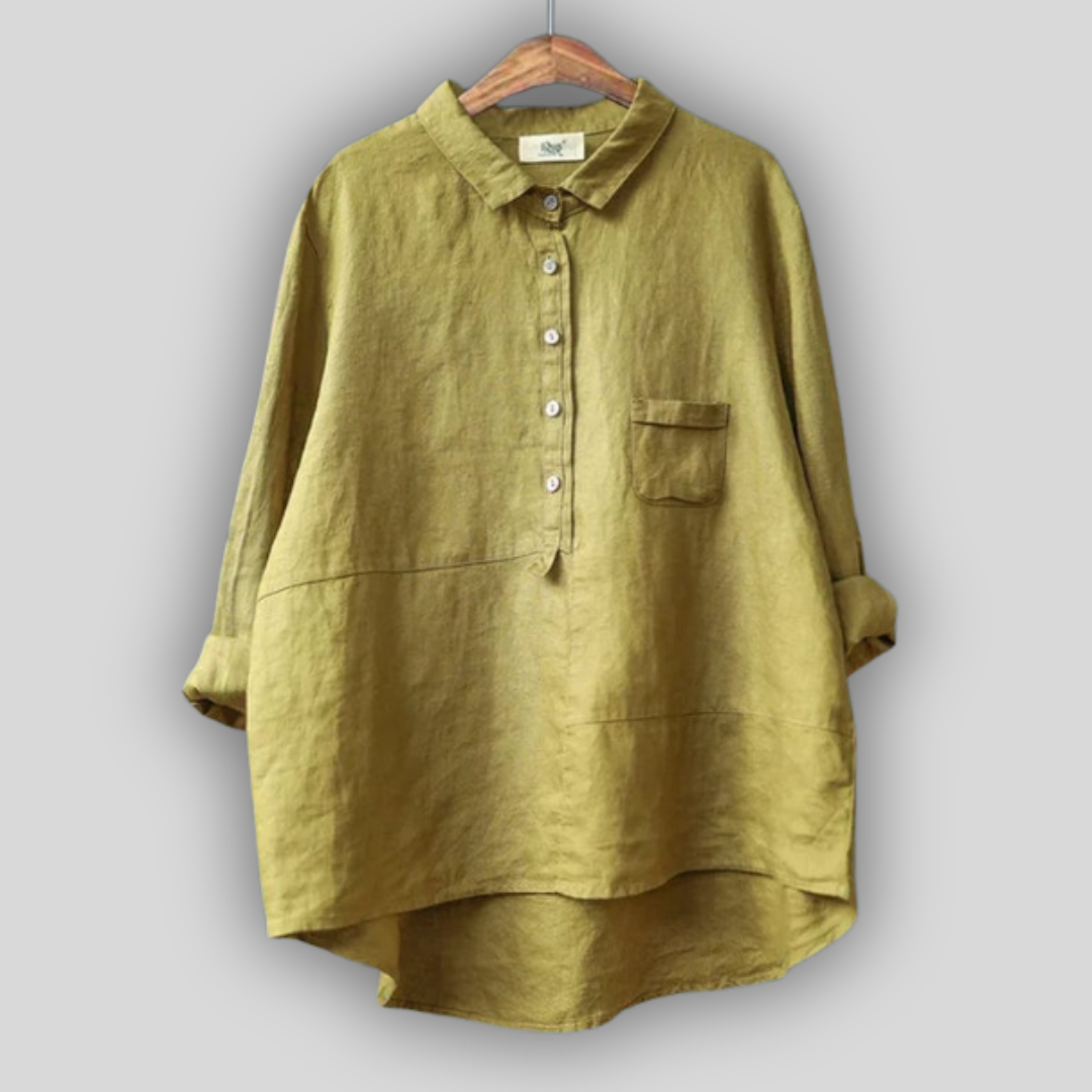 Linen Bluzica Zelena Preprostost