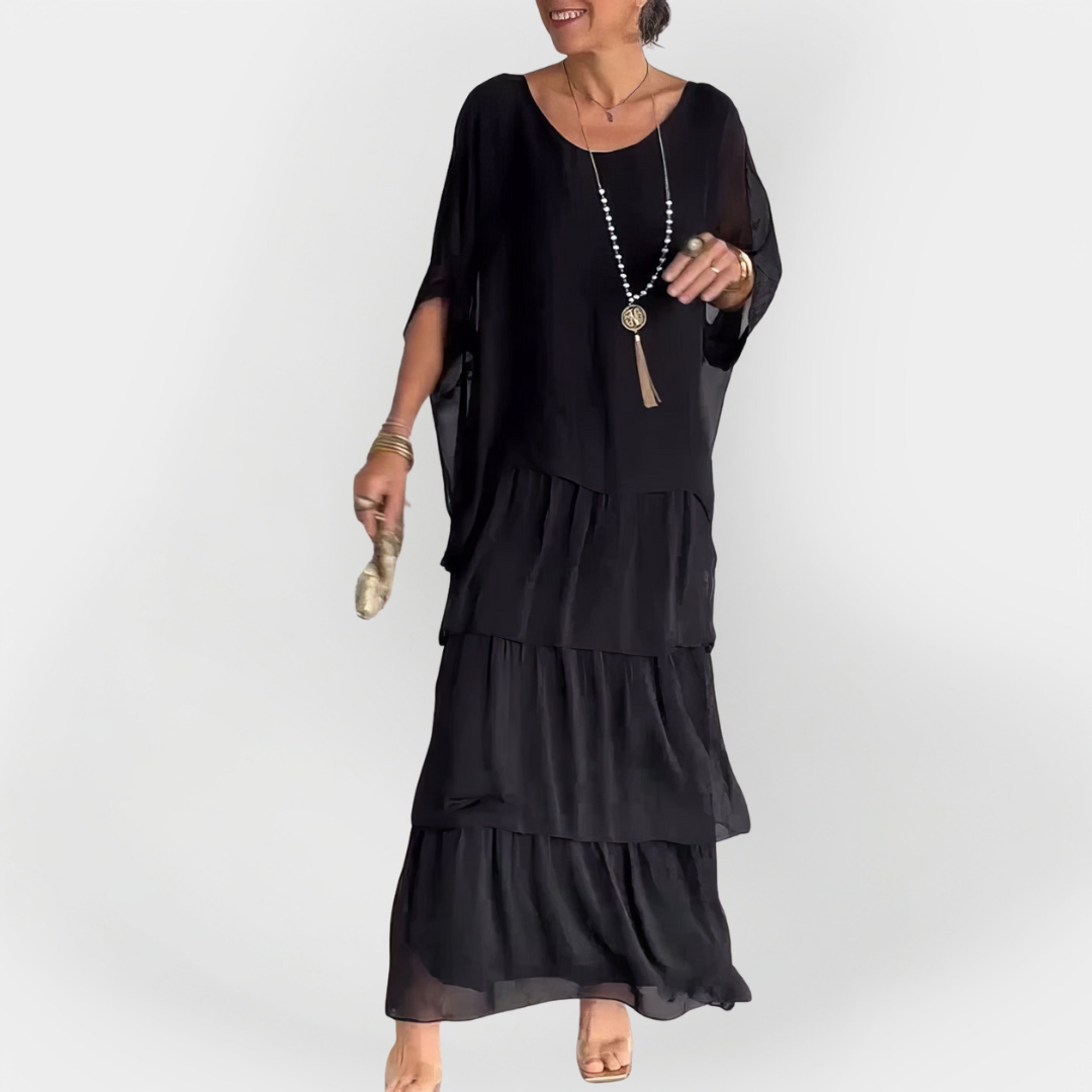 Plisirana obleka z dvojnim slojem