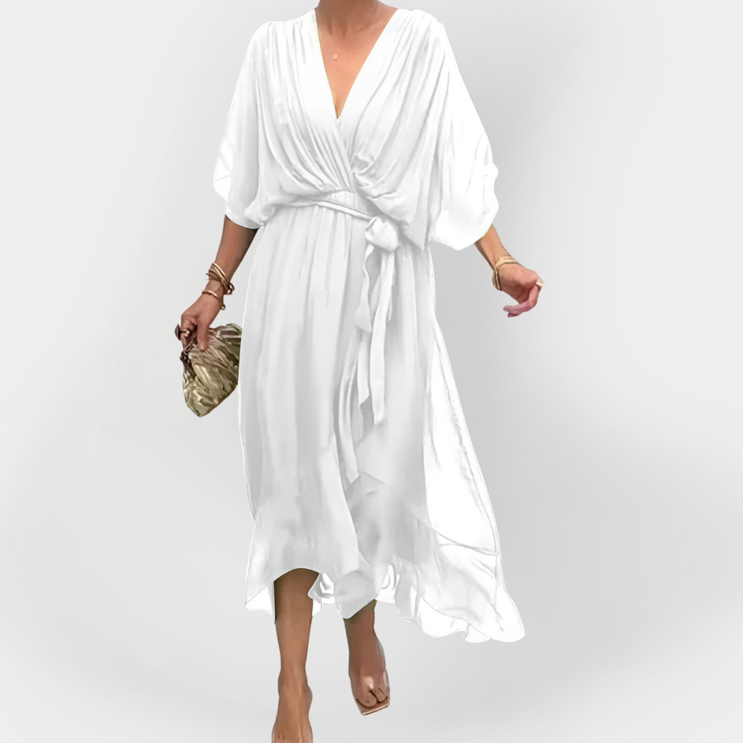 Šifonska obleka z V-izrezom