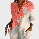 Bombažna Bluzica s Cvećnim Motivi