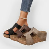 Udobne sandale z peto in zadrgo