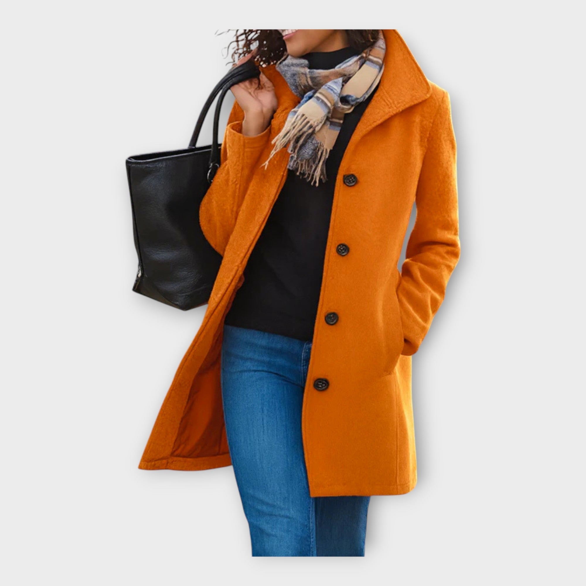 Elegantna Volnena Plašč z Gumbi