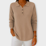 Pletena bluza z elegantnim ovratnikom in gumbi