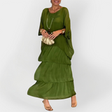 Plisirana obleka z dvojnim slojem