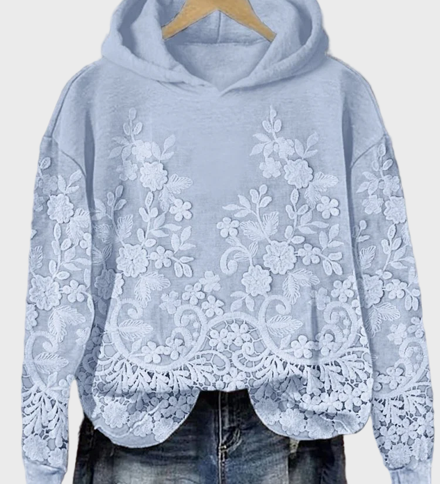 Casual pulover z 3D cvetličnim vzorcem