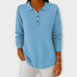 Pletena bluza z elegantnim ovratnikom in gumbi