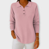 Pletena bluza z elegantnim ovratnikom in gumbi