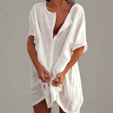 Organsko poletno obleko iz bombaža in lana za udobne poletne trenutke