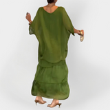 Plisirana obleka z dvojnim slojem