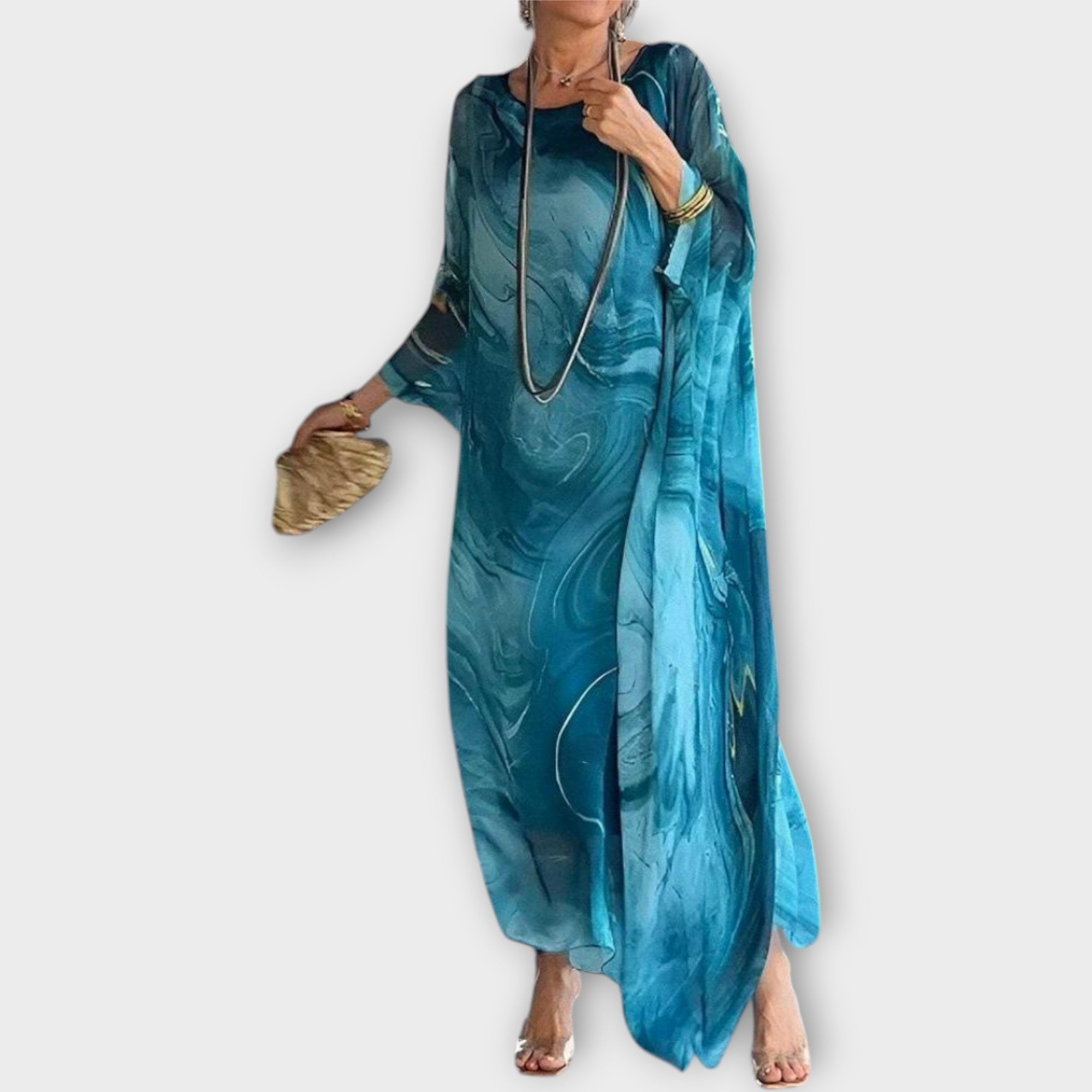 Maxi Kaftan z Prosojno Teksturo