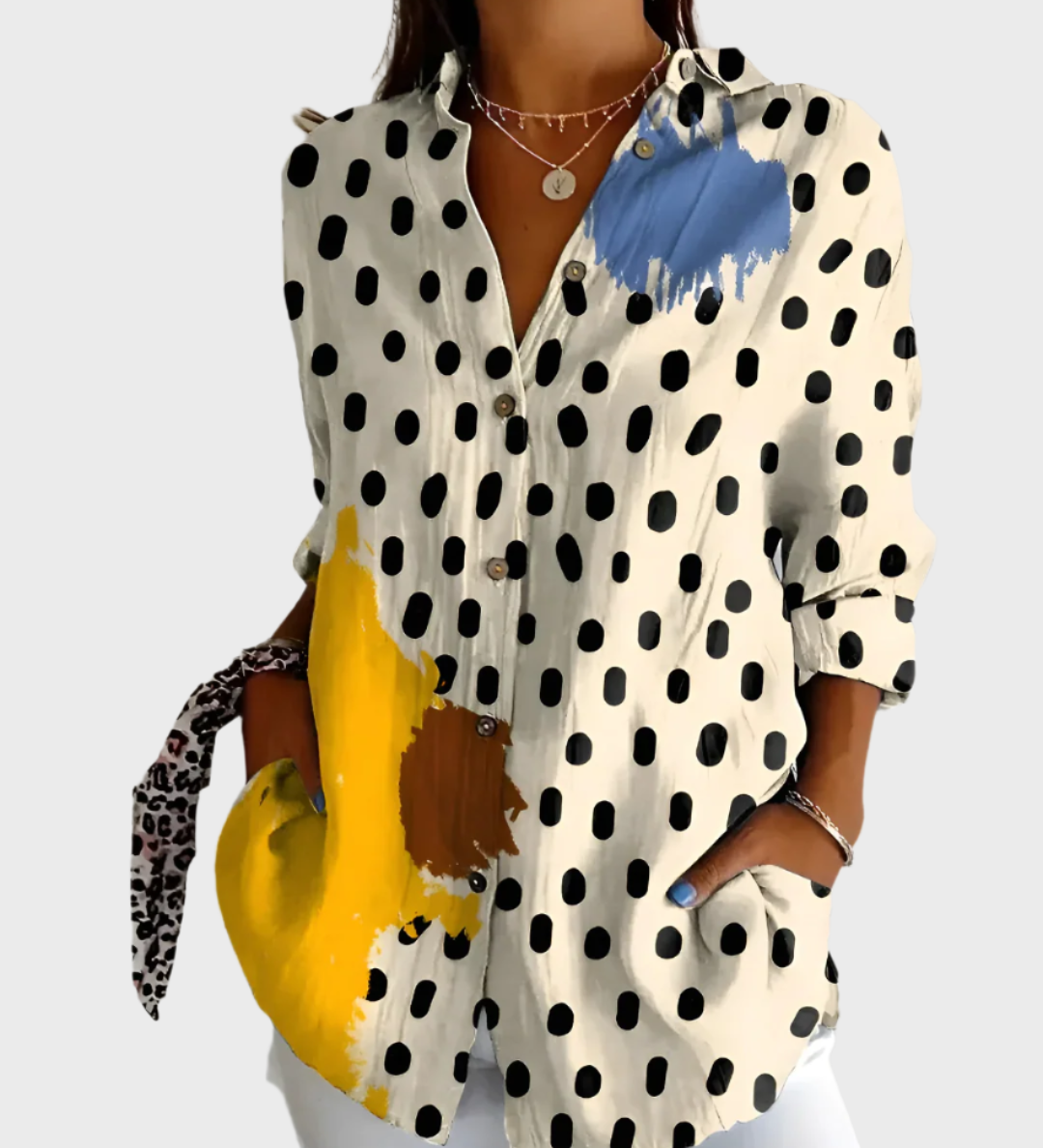 Bombažna Bluzica s Cvećnim Motivi